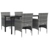 Ensemble à manger de jardin et coussins 5pcs Gris/noir 