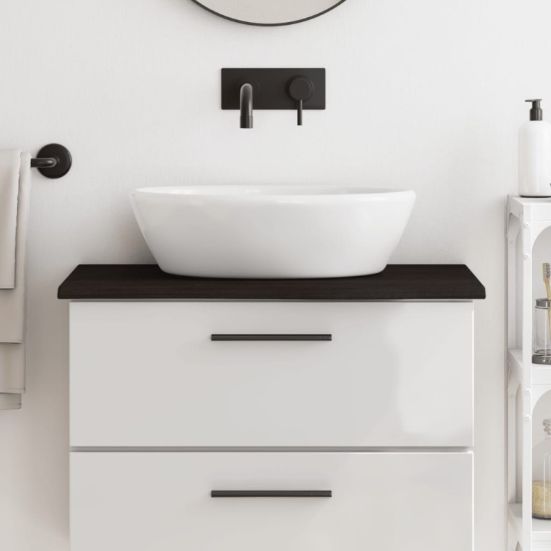Comptoir de salle de bain marron foncé 80x30x2 cm bois traité 