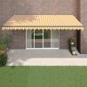Auvent rétractable jaune et blanc 5x3 m tissu et aluminium 