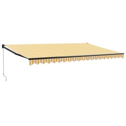 Auvent rétractable jaune et blanc 5x3 m tissu et aluminium 