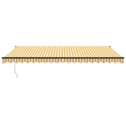 Auvent rétractable jaune et blanc 5x3 m tissu et aluminium 