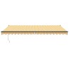Auvent rétractable jaune et blanc 5x3 m tissu et aluminium 