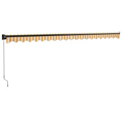 Auvent rétractable jaune et blanc 5x3 m tissu et aluminium 