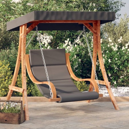 Chaise balançoire avec coussin et auvent bois massif d'épicéa 