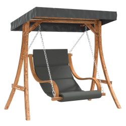 Chaise balançoire avec coussin et auvent bois massif d'épicéa 