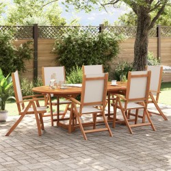 Chaises pliables de jardin lot de 6 bois d'acacia et textilène 