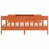 Lit bibliothèque sans matelas cire marron 200x200 cm pin massif 
