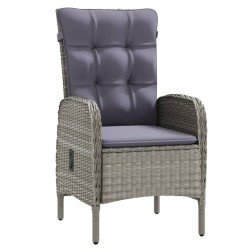 Ensemble à manger de jardin et coussins 3 pcs Gris et noir 