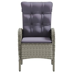 Ensemble à manger de jardin et coussins 3 pcs Gris et noir 
