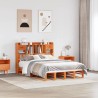 Lit bibliothèque sans matelas cire marron 150x200 cm pin massif 