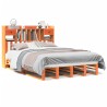 Lit bibliothèque sans matelas cire marron 150x200 cm pin massif 
