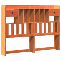 Lit bibliothèque sans matelas cire marron 150x200 cm pin massif 