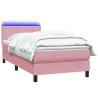 Sommier à lattes de lit avec matelas rose 90x220 cm velours 