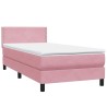 Sommier à lattes de lit avec matelas rose 90x220 cm velours 
