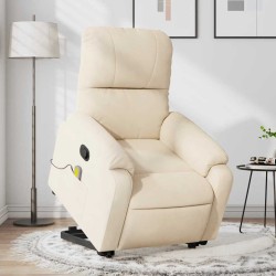 Fauteuil inclinable de massage beige tissu microfibre 
