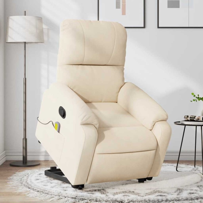 Fauteuil inclinable de massage beige tissu microfibre 