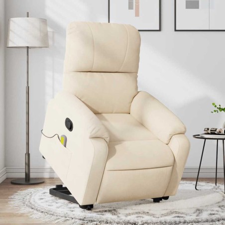 Fauteuil inclinable de massage beige tissu microfibre 