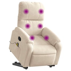Fauteuil inclinable de massage beige tissu microfibre 