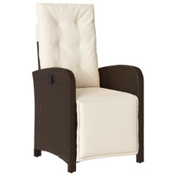 Ensemble de bistro 3 pcs avec coussins marron résine tressée 