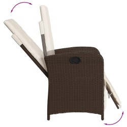Ensemble de bistro 3 pcs avec coussins marron résine tressée 
