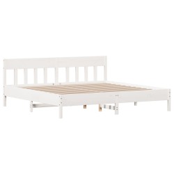 Cadre de lit sans matelas blanc 200x200 cm bois massif de pin 