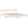Cadre de lit sans matelas blanc 200x200 cm bois massif de pin 