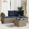 Salon de jardin 5 pcs avec coussins gris résine tressée 