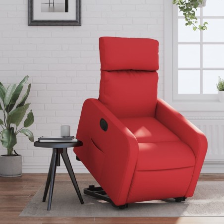 Fauteuil inclinable électrique rouge similicuir 
