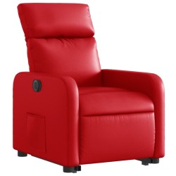 Fauteuil inclinable électrique rouge similicuir 