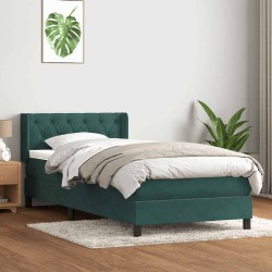 Sommier à lattes de lit et matelas vert foncé 80x210 cm velours 