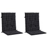 Coussins de chaise à dossier bas lot de 2 noir à carreaux tissu 