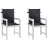 Coussins de chaise à dossier bas lot de 2 noir à carreaux tissu 