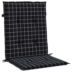 Coussins de chaise à dossier bas lot de 2 noir à carreaux tissu 