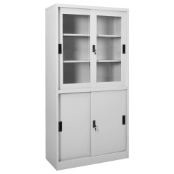 Armoire à bureau porte coulissante Gris clair 90x40x180cm Acier 