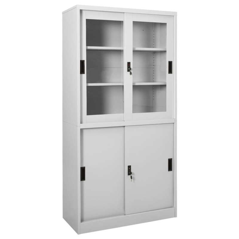 Armoire à bureau porte coulissante Gris clair 90x40x180cm Acier Armoire à bureau porte coulissante Gris clair 90x40x180cm Acier