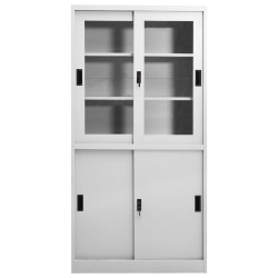 Armoire à bureau porte coulissante Gris clair 90x40x180cm Acier 