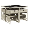 Ensemble à manger de jardin et coussins 9 pcs gris clair rotin 