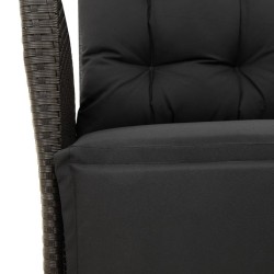Ensemble à manger de jardin avec coussins 3 pcs Noir 