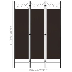 Cloison de séparation 3 panneaux Marron 120x180 cm  