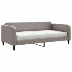 Lit de jour avec matelas taupe 100x200 cm tissu 