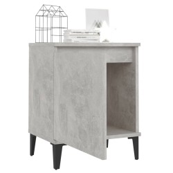 Table de chevet avec pieds en métal gris béton 40x30x50 cm 