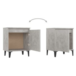 Table de chevet avec pieds en métal gris béton 40x30x50 cm 