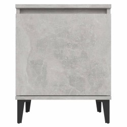 Table de chevet avec pieds en métal gris béton 40x30x50 cm 