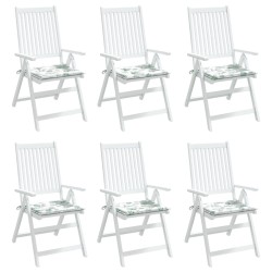 Coussins de chaise lot de 6 motif de feuilles 50x50x3 cm tissu 