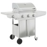 Barbecue gril à gaz avec 4 brûleurs argenté acier inoxydable 
