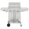 Barbecue gril à gaz avec 4 brûleurs argenté acier inoxydable 