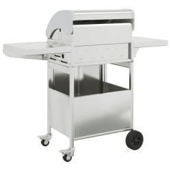 Barbecue gril à gaz avec 4 brûleurs argenté acier inoxydable 