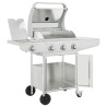 Barbecue gril à gaz avec 4 brûleurs argenté acier inoxydable 