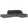 Salon de jardin 4 pcs avec coussins résine tressée gris 