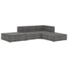 Salon de jardin 4 pcs avec coussins résine tressée gris 